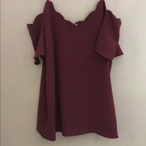 Mauve off the shoulder scalloped shirt